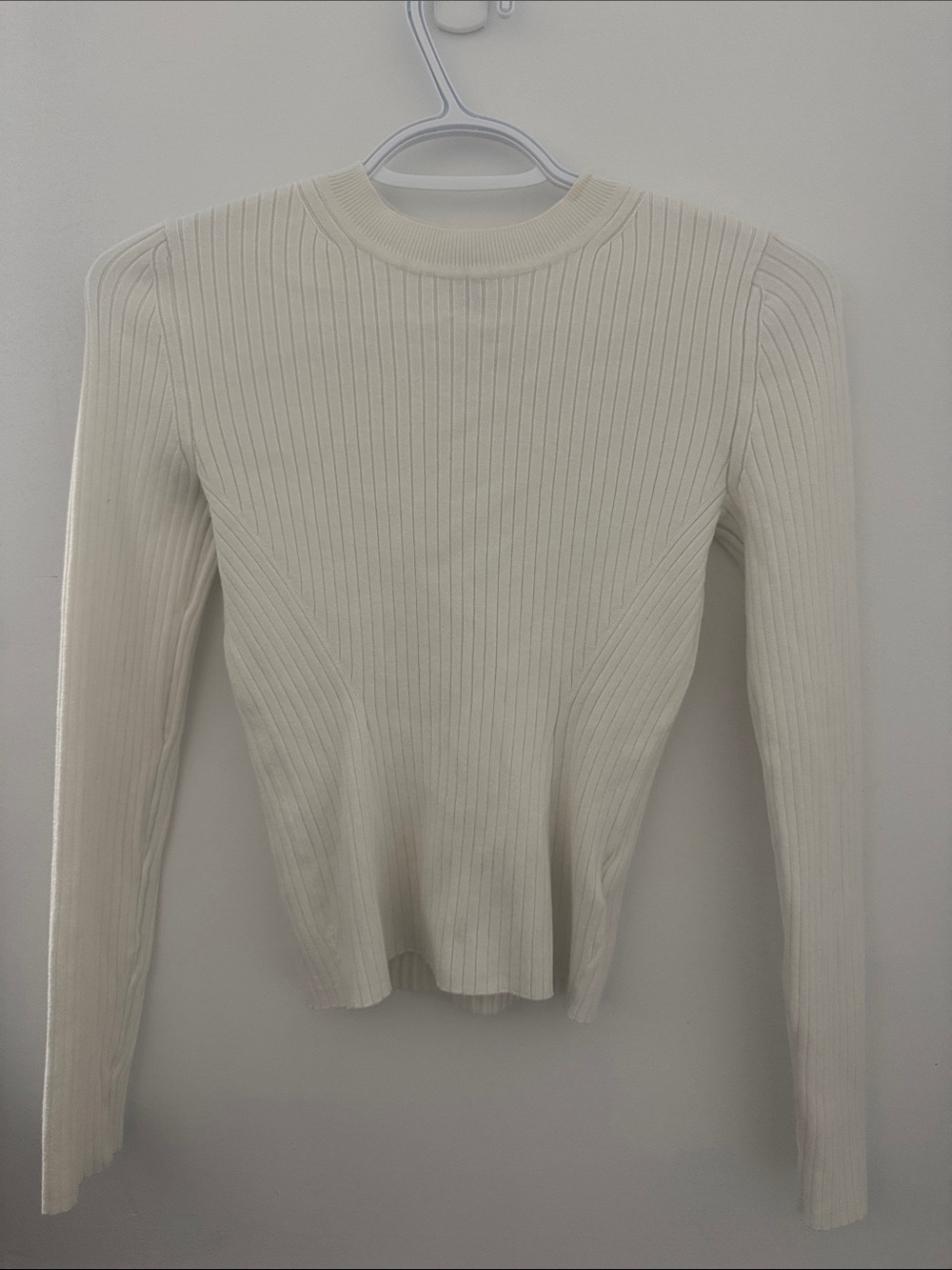 Divided Cream Ribbed Long-Sleeve Tee